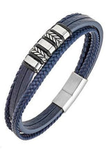 Charger l&#39;image dans la galerie, BIJOUX BRACELET ALL BLACKS CUIR BLEU ET ACIER 682289

