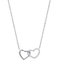 Charger l&#39;image dans la galerie, COLLIER ARGENT RHODIE DOUBLE COEUR DONT 1 EN OXYDES

