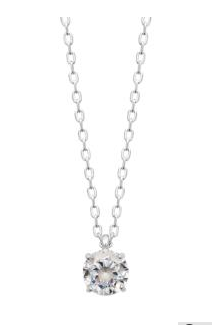 COLLIER SOLITAIRE ARGENT RHODIE OXYDE DE ZIRCONIUM