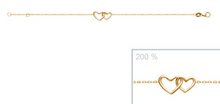 Charger l&#39;image dans la galerie, BRACELET MODE PLAQUE OR DOUBLE COEURS AJOURES 92132618
