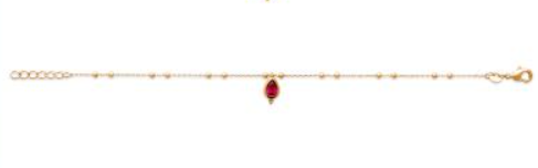 BRACELET PLAQUE OR MAILLE BOULES OXYDE ROUGE 97359518