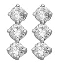 BOUCLES D' OREILLES Dame  pendentes TRILOGIE oxdes sertis OR GRIS