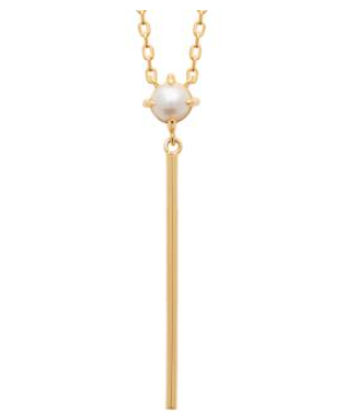 COLLIER PLAQUE OR EN Y PERLE 97386545