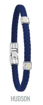 BRACELET Homme  JOURDAN  Bijoux SYNTHETIQUE BLEU ACIER ET VIS OR 750/1000° FZ 140 BEH