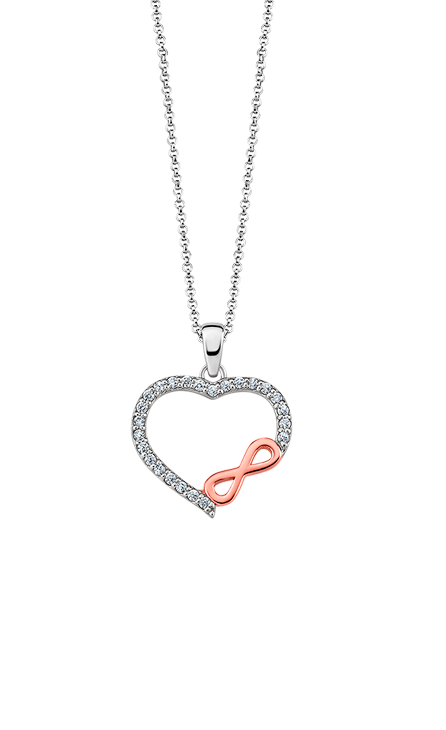 COLLIER ARGENT COEUR BICOLORE